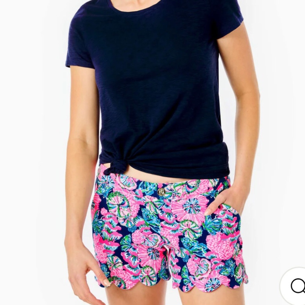 Lilly Pulitzer Buttercup Knit Shorts Oyster Bay Navy Shroom With A View 10